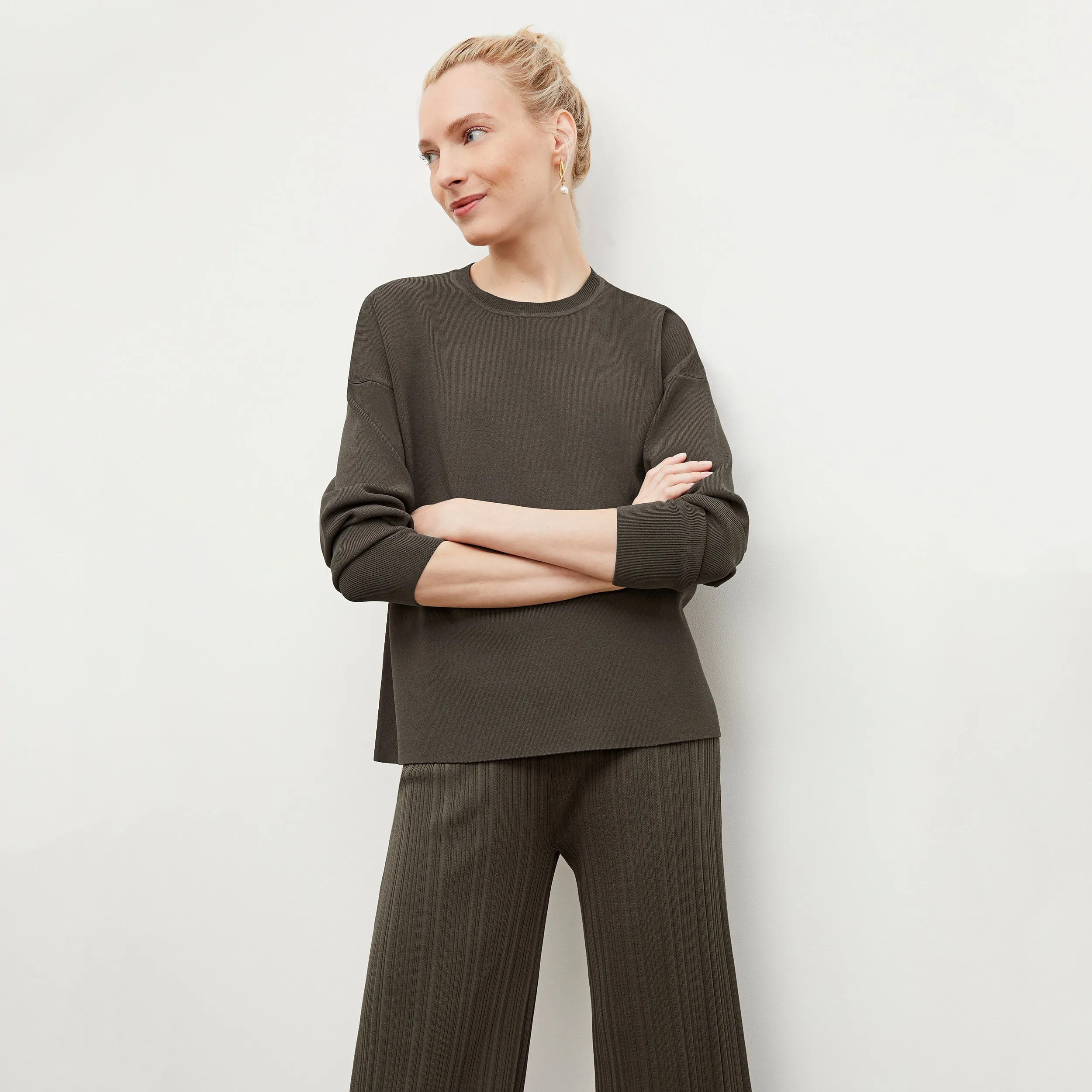 Marijane Pant - Textured Knit :: Light Ash