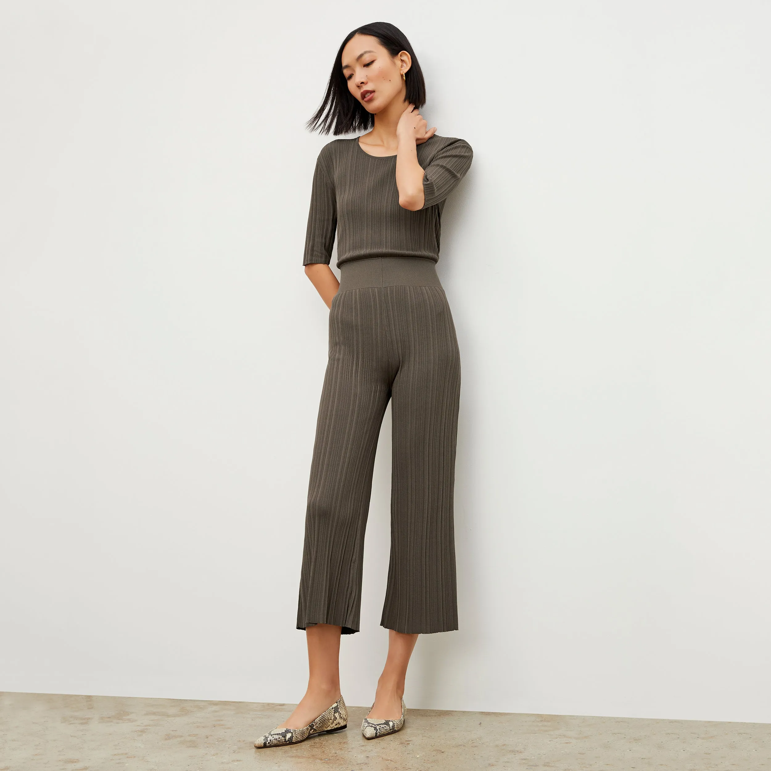 Marijane Pant - Textured Knit :: Light Ash