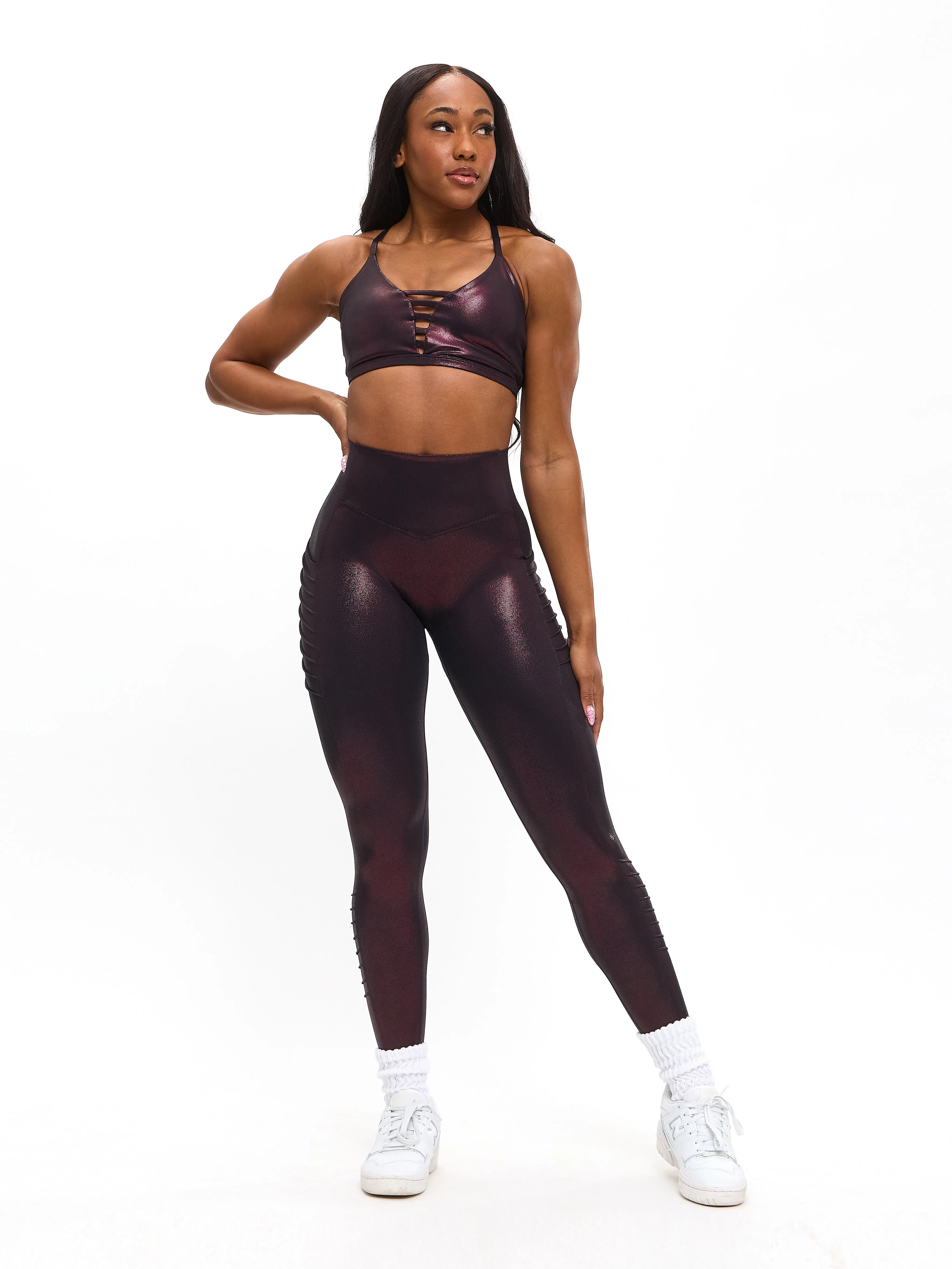 Moto Pocket Legging - Black Cherry Patent