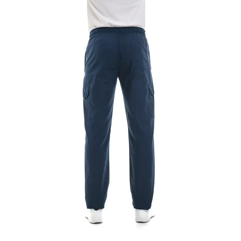 Navy Blue Kitchen Pants with Side Pockets - MANELLI