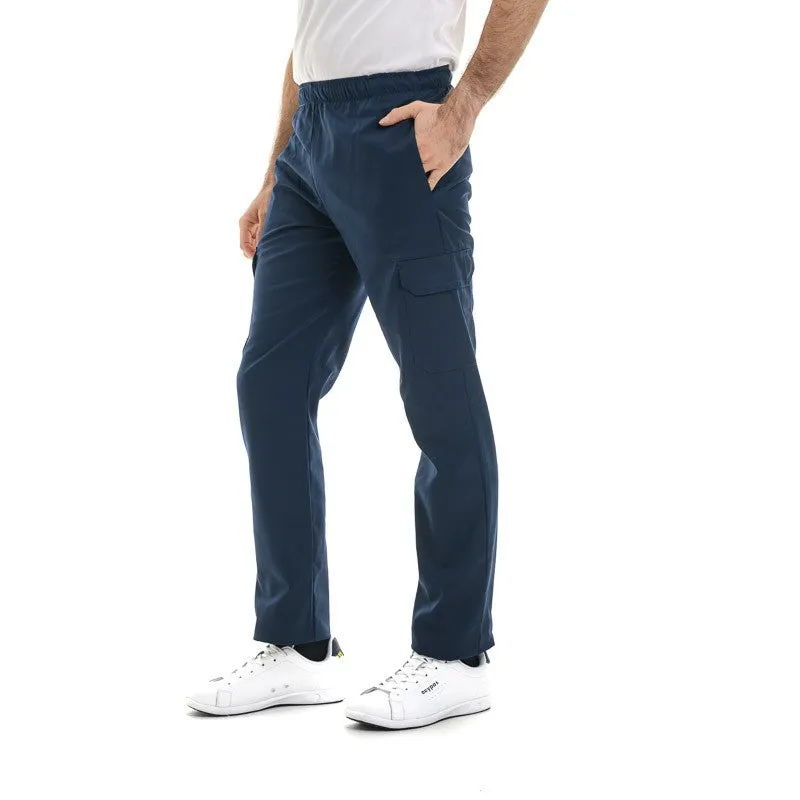 Navy Blue Kitchen Pants with Side Pockets - MANELLI