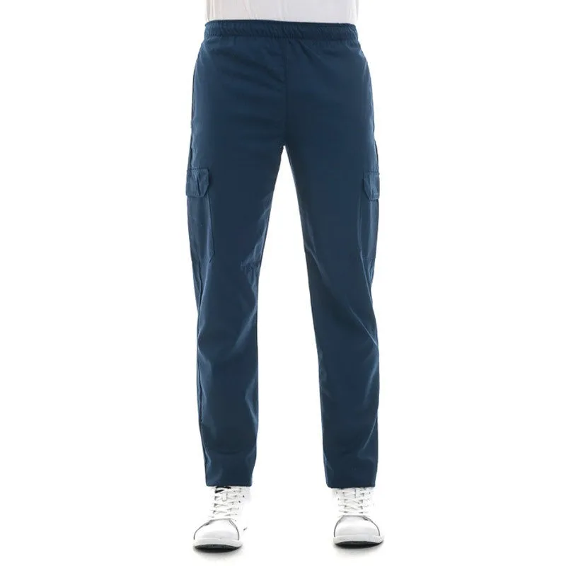 Navy Blue Kitchen Pants with Side Pockets - MANELLI