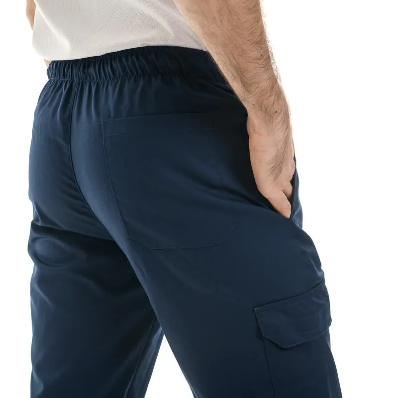 Navy Blue Kitchen Pants with Side Pockets - MANELLI