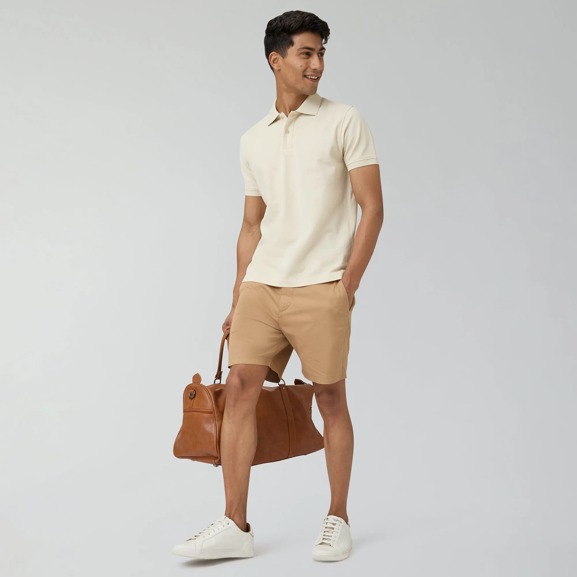 Nova Combed Cotton Polo T-shirts Almond White