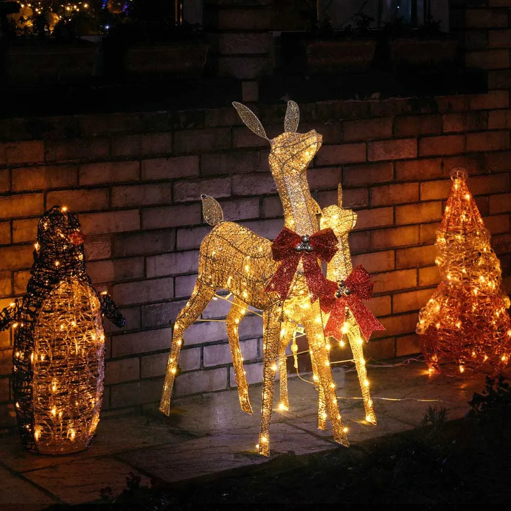 Outdoor Lighted Reindeer for Yard, 2-piece(Doe & Fawn)