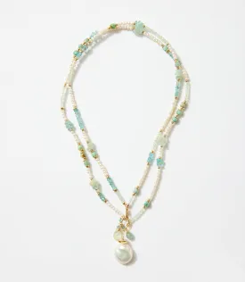 Pearl And Gemstone Cluster Necklace