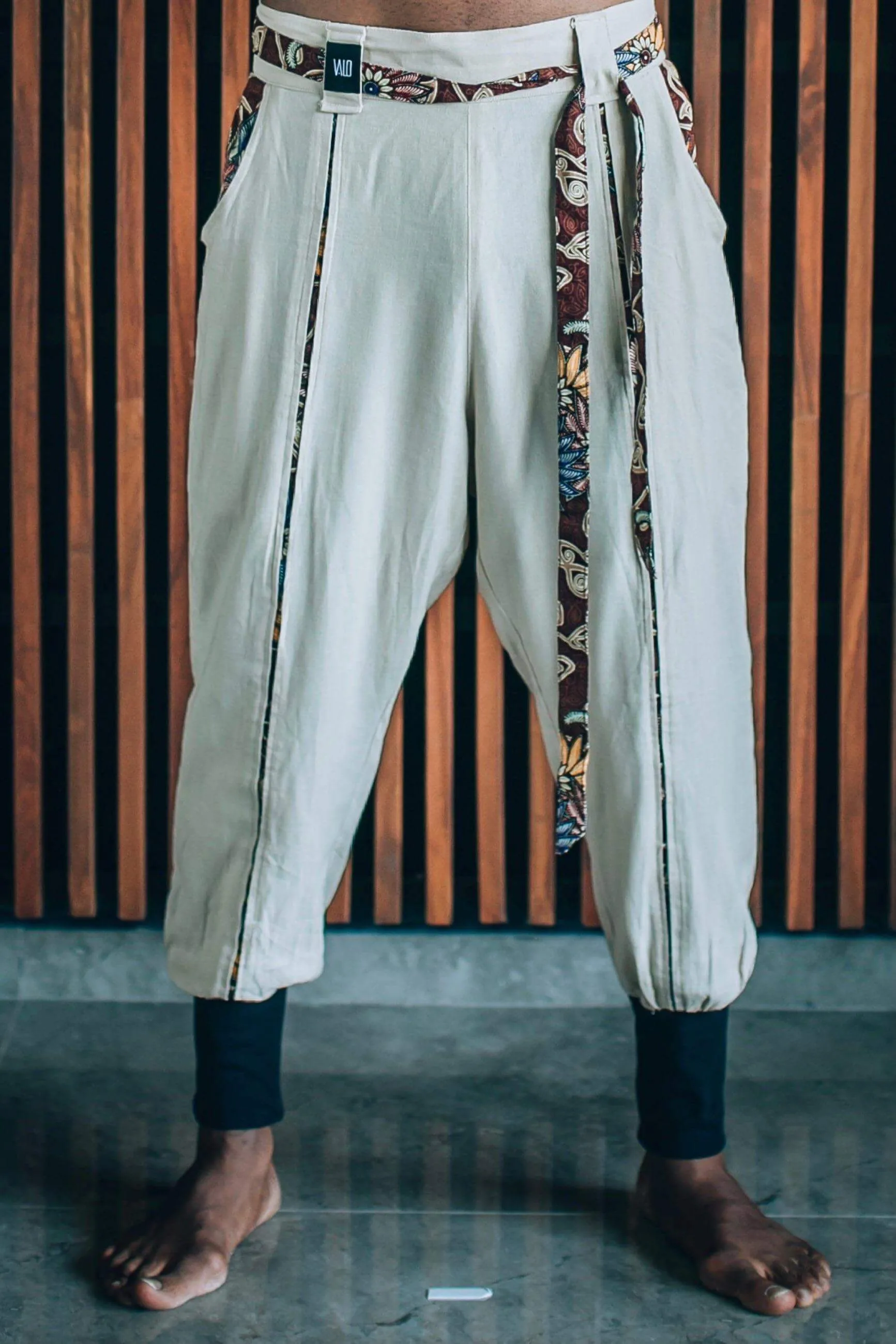 QI PANTS - Oriental Drop Crotch Linen Pants