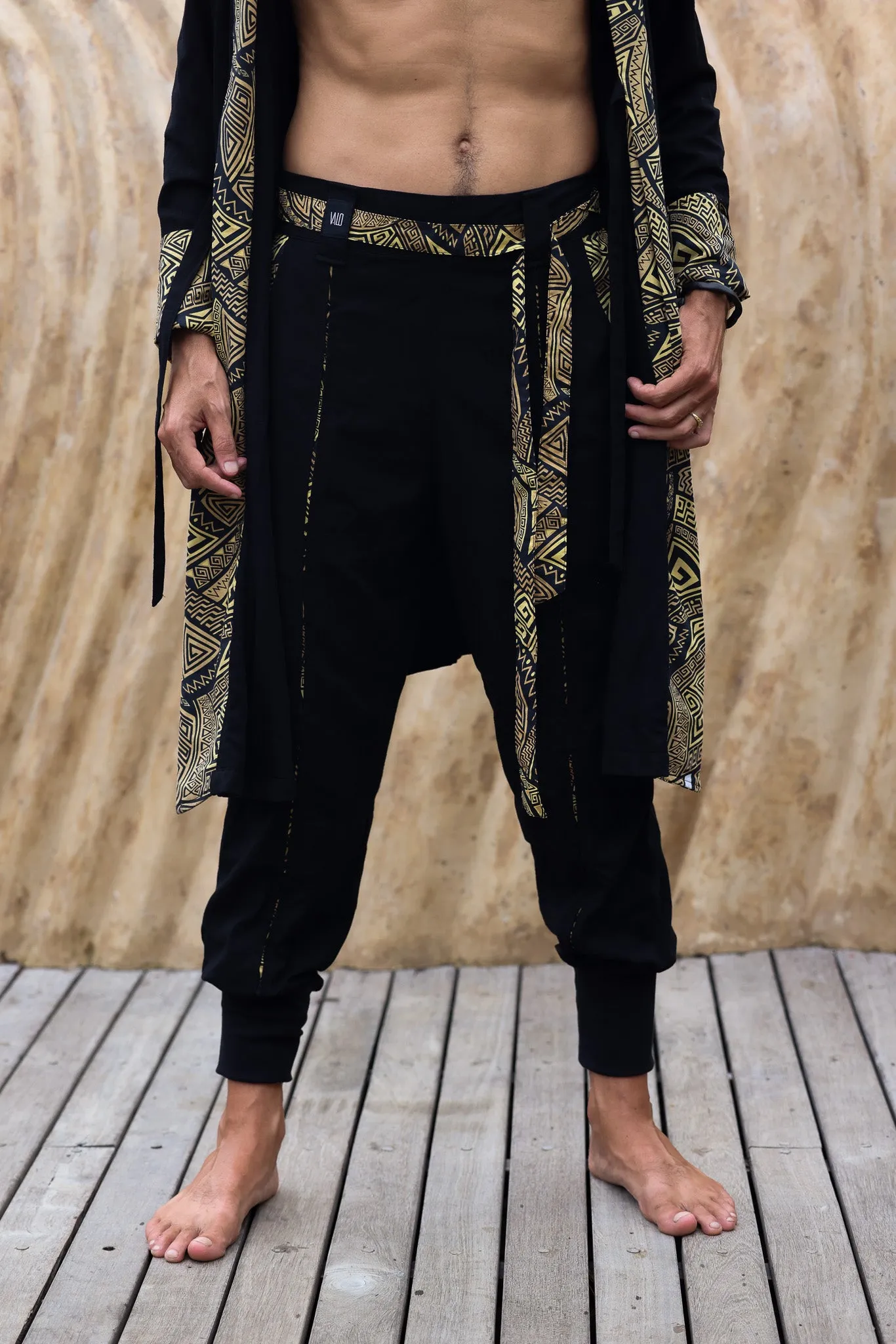 QI PANTS - Oriental Drop Crotch Linen Pants