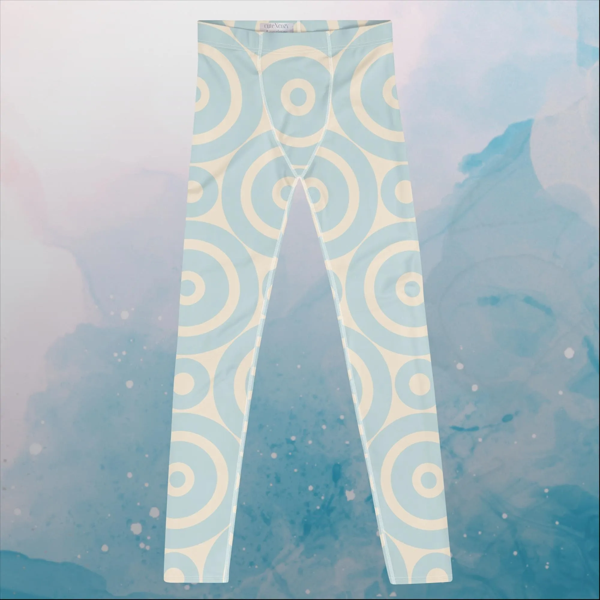 Robins Egg Blue Printed Target Circles Mens Leggings