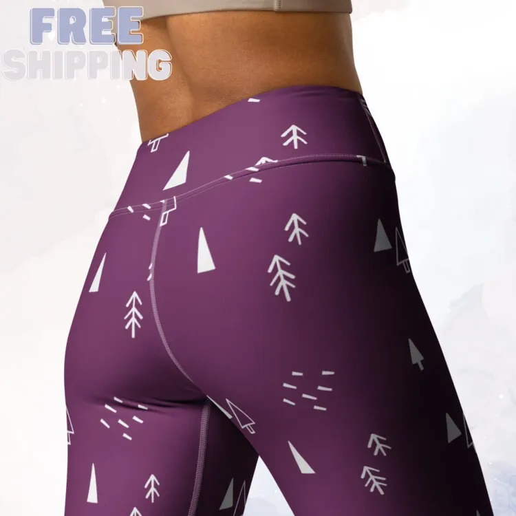 Scandinavian Forest Purple High Waist Leggings