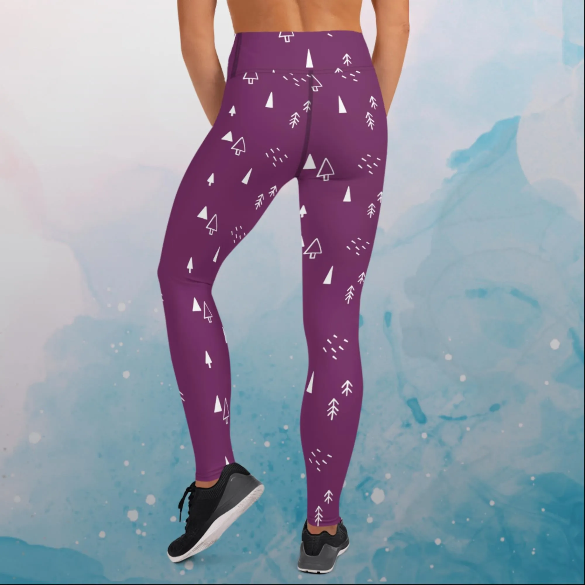 Scandinavian Forest Purple High Waist Leggings