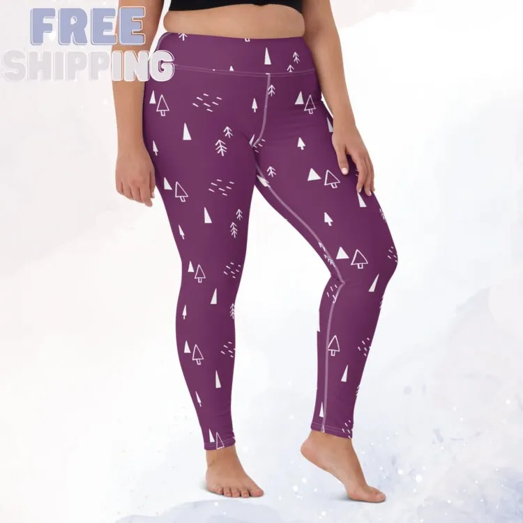 Scandinavian Forest Purple High Waist Leggings