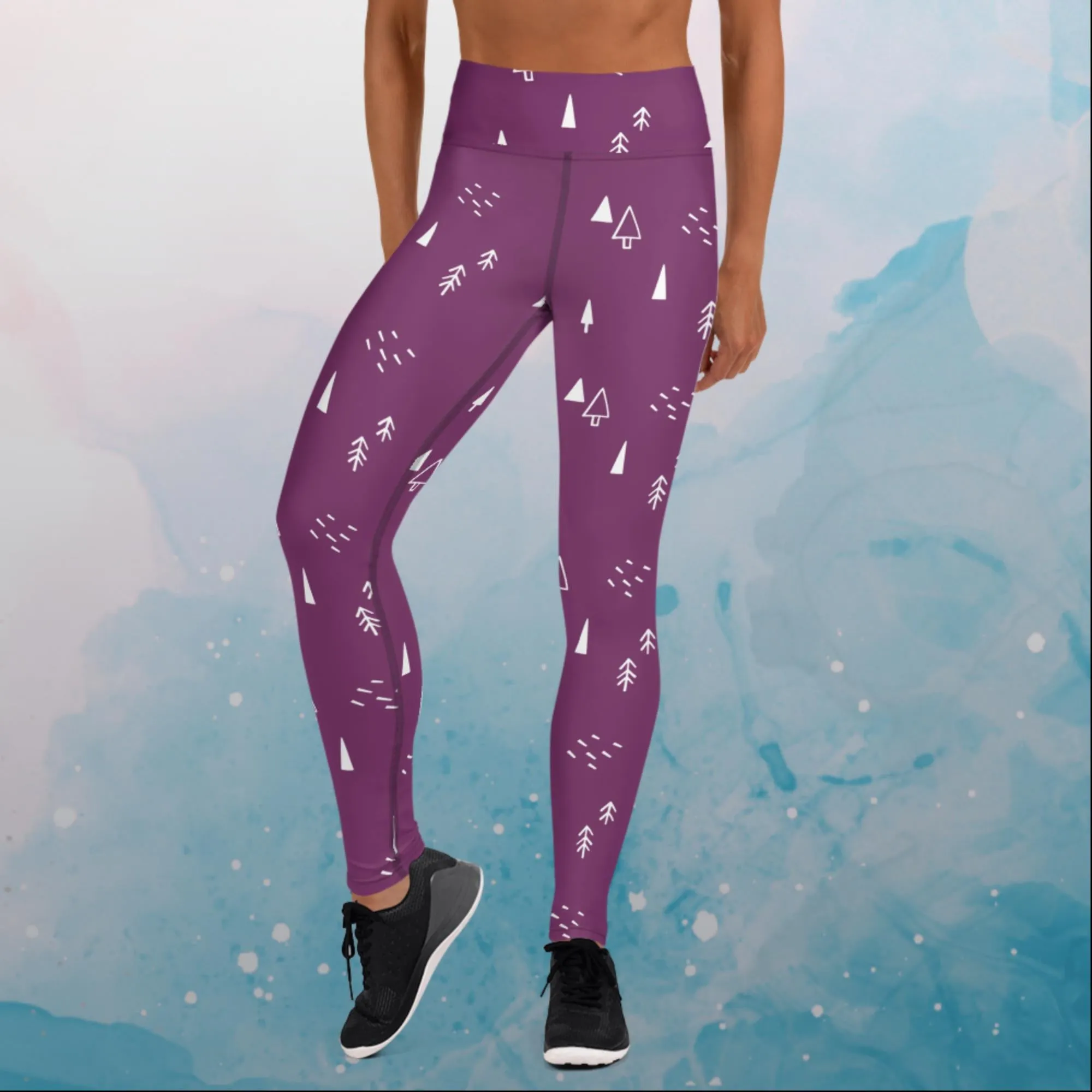 Scandinavian Forest Purple High Waist Leggings