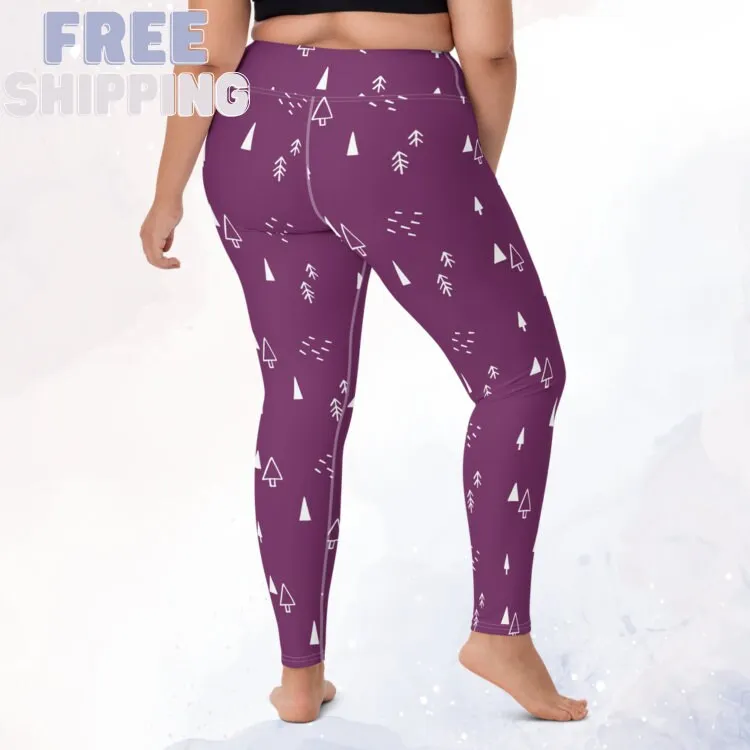 Scandinavian Forest Purple High Waist Leggings