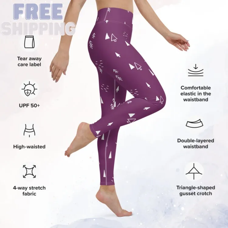 Scandinavian Forest Purple High Waist Leggings