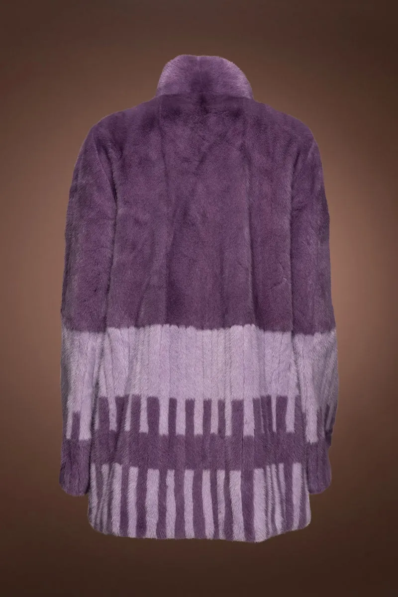 Two Purples Piano Key Mink Fur Jacket