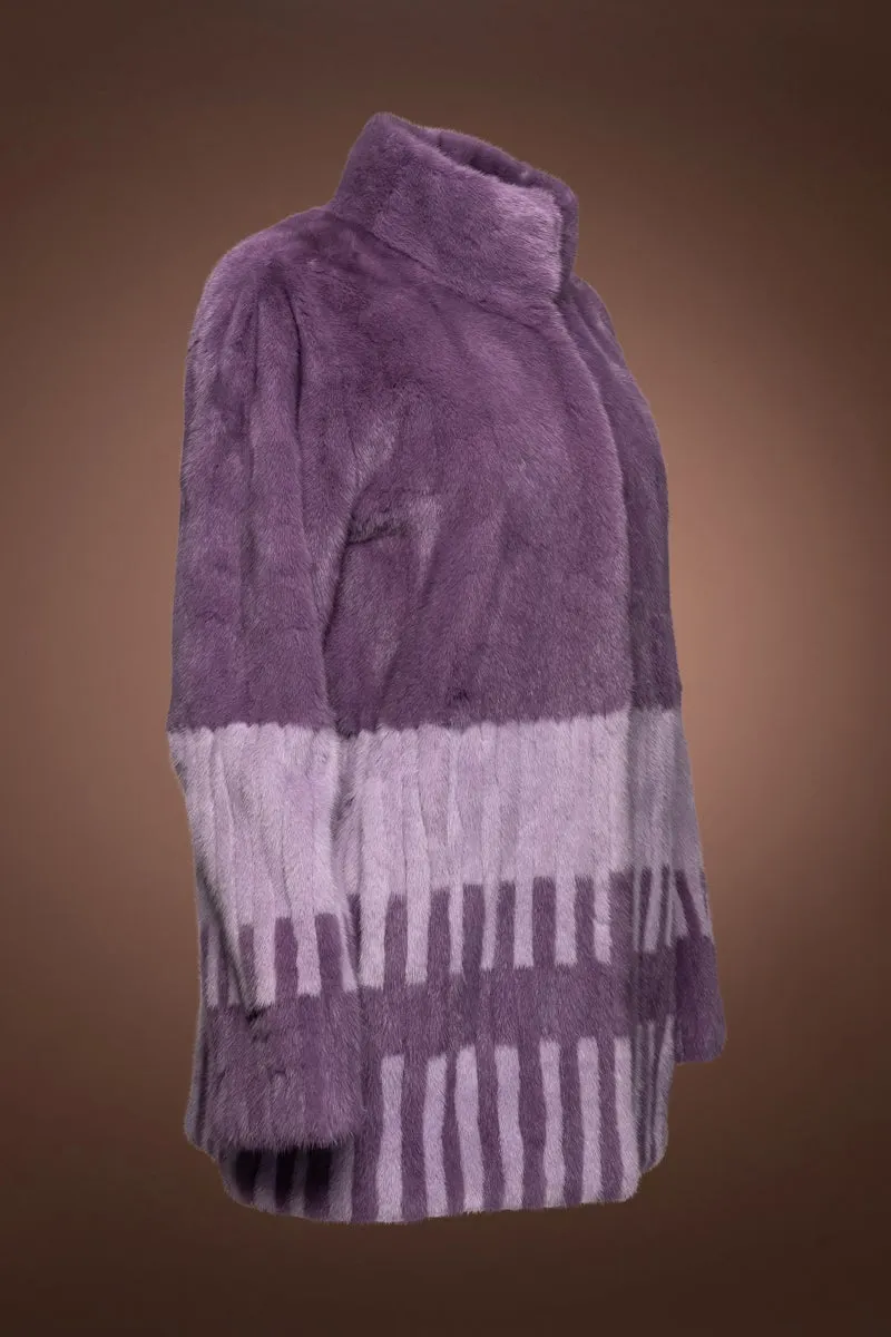 Two Purples Piano Key Mink Fur Jacket