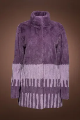 Two Purples Piano Key Mink Fur Jacket