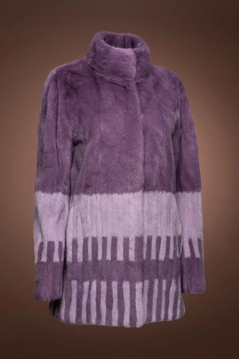 Two Purples Piano Key Mink Fur Jacket